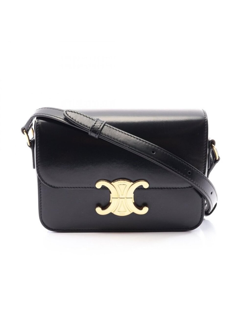Celine Shoulder Bag Teen Triomphe Black Leather